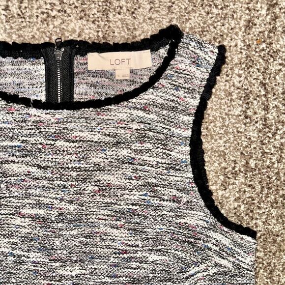 LOFT Ann Taylor Womens Boucle Sleeveless Retro Mod Shift Black White Multi Dress - Picture 9 of 10